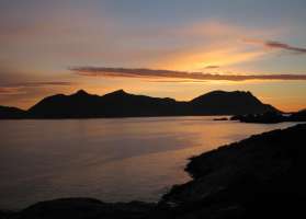 The island of Gimsoy from under Presten at 11pm, around sunset. Goodbye for now, back again in an hour or so?