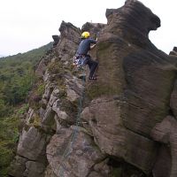 Andy on Rotunda Buttress. (Peter Walker)
