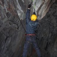 Gareth hanging on the fang (James Williams)