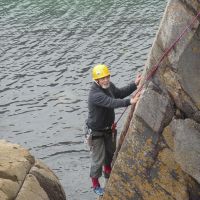 Pete on Diagonal Crack, Porth Clais (Virginia Castick)