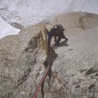 Colin Maddison on the Bonatti-Gallieni route on the Chandelle (Duncan Lee)