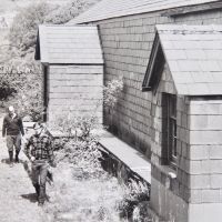 11 John Castick & Alan Payne at Ty Powdwr - note, no main windows in early days (Derek Seddon Collection)