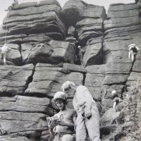 15 David Sumerfield & Sandy Gregson at Stanage - KMC Sponsored Climbing Day 1974 (Derek Seddon Collection)