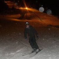 Tom Marsden enjoying delights of night time skiing (Rob Allen)
