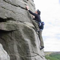 Christine racing up High Neb Buttress (Chris Williams)