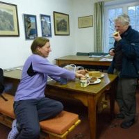 Laura and Chris in the Birkness Hut (Oi Ding Koy)