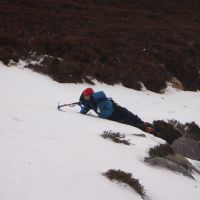 Bob Kelly appoaching Lochnagar asks "should I have my crampons on?" (Gareth Williams)