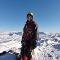 No wind, No cloud - Miles of views. Andy happy after The Haston Line. (Jim Symon)