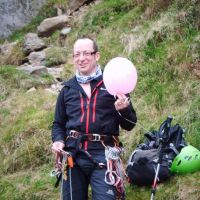 Andy experimenting with anti-gravity - pink of course! (Colin Maddison)