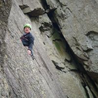 Save yourselves, the Crag's got me! Andy on (in) 'Kennel Wall' (MS) (Colin Maddison)