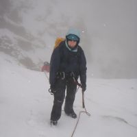 Lucie topping out on Great Gully (Gareth Williams)