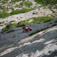 Steve on an early pitch of the climb at Hintisberg (Colin Maddison)