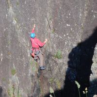 Dave Dillon on Aquaplane Slab, Porth-y-Ffynnon, Pembroke (Dave Shotton)