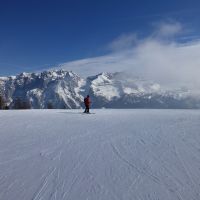 Lone skier and mountains (Peter Walker)