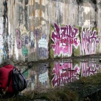 Wavey taking a photograph in the Bomb Store at LLanberis (Sue Brooke)