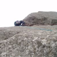 Andy getting used to big boots - Direct Route, Milestone Buttress (Colin Maddison)