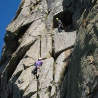 Jim on the cracks of Doorpost, Bosigran (Roger Dyke)