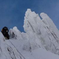 Gareth on P1 of Crest Route V,6 Stob Corrie Nan Lochan (Andy Stratford)