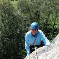 Philippa seconding Sail Chimney HVD 4a (Dave Wylie)