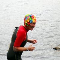 Midge in her flowery swimming cap (Dave Wylie)