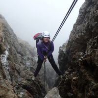 Christine abseiling down Western Gully (Dave Wylie)