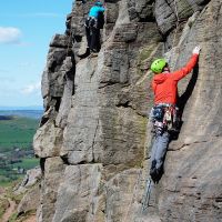 Andy on "Scoop Face" (HVS, 5a) (Dave Wylie)