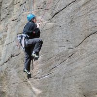 Sheena on "Scoop Face" (HVS, 5a) (Dave Wylie)