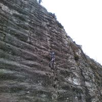 Carolyn following Dave W up "Diane's Approval" at Craig y Tonnau (Dave Shotton)