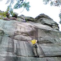 Nils belaying Rob up Three Pebble Slab (Dave Shotton)