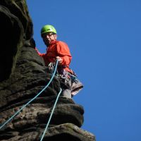 Established on the rib - Andy on Ylnosd Rib (Rob's Rocks) (Dave Shotton)