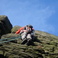 End in sight on the rib - Andy on Ylnosd Rib (Rob's Rocks) (Dave Shotton)