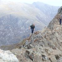 Sunday scramble - Lester leads the way on Crib Goch (Dave Shotton)