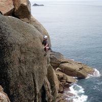 James leading Africa Route. VS 5a (Dave Wylie)