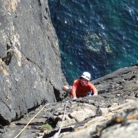 James seconding the corner pitch on Right Angle. HS 4b (Dave Wylie)