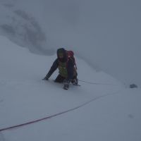 Stuart, half way up the route on easy ground (Andy Stratford)