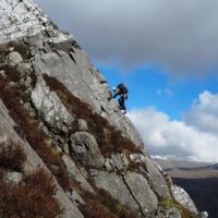 Dave Wylie leading P1 of Left Edge Route, Carnedd Y Filiast (Colin Maddison)