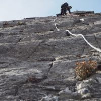 Dave leading P4 of Left Edge Route (Andy Stratford)