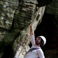 Ollie below the Orpheus crux (Philip Hartwell)