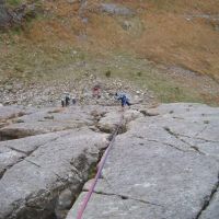 Mary dodging hail showers on Little Tryfan. (Colin Maddison)