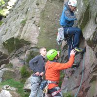 James on the 5a start of Jeffcoats Buttress (Roger Dyke)