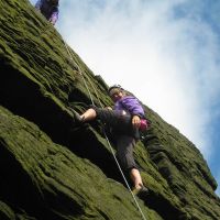 Cathy was one of many to follow our bold leader up the Lichen Trail (Roger Dyke)