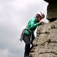 Caro C leading High Buttress Arête (Dave Wylie)