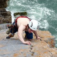 Shaun soloing "Giltar Slab Route" (Dave Wylie)