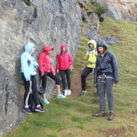 Sheltering from the rain at Trevor Rocks (Dave Shotton)