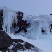 Highly Commended - Jared Kitchen enjoying the ice on North Gully, III,  Lurchers (Andy Stratford)