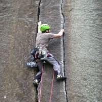 Andy leading Embankment 2 at Millstone (Roger Dyke)