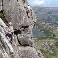 Gowry on Slack, Dave Shotton on Slick, clogwyn yr Oen (David Rainsbury)