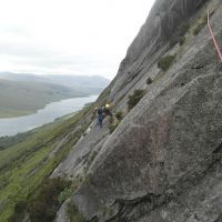 Gareth Williams on the Traverse, Pitch 3 Spartan Slab, Etive Slabs (Colin Maddison)