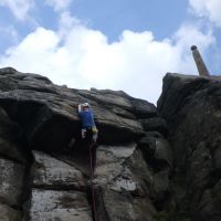 Dave S at the overhang on Topsail (Oi Ding Koy)