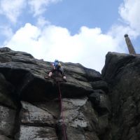 Dave S above the overhang on Topsail (Oi Ding Koy)